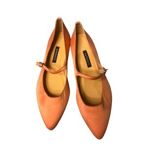Margaux Mary Jane Flats Women 39 Coral Pink New Satin Pointed Toe Buckle